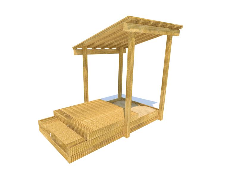 Technical render of a Sliding Sand Pit with Roof